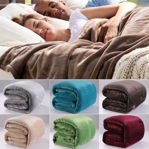 Coperte Coperta di flanella Tinta unita Pisolino Dormitorio per studenti Biancheria da letto invernale Letto singolo matrimoniale Foglio di velluto corallo 231120