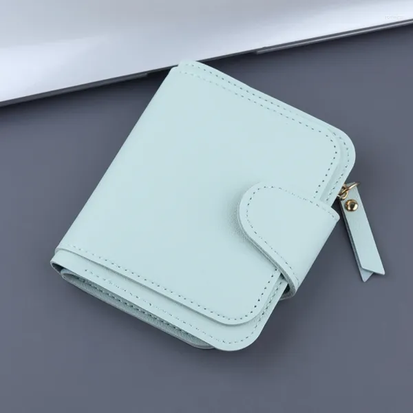Geldbörsen Lässige Damenbrieftasche PU-Leder Einfarbig Kurz Trifold Geldbörsenhalter Ticketclip Reißverschluss Geldmünze