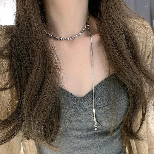 Anhänger-Halsketten Design Sense Kleine Stahlkugel-Pull-Halskette Damenmode Vielseitiger Stil Schlüsselbeinkette Titan-Halskette Tide