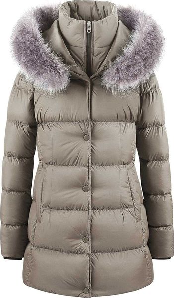 Зимняя куртка, женское пуховое пальто, снежный однотонный теплый длинный меховой шарф, пальто со съемной отделкой из искусственного меха 42OCX