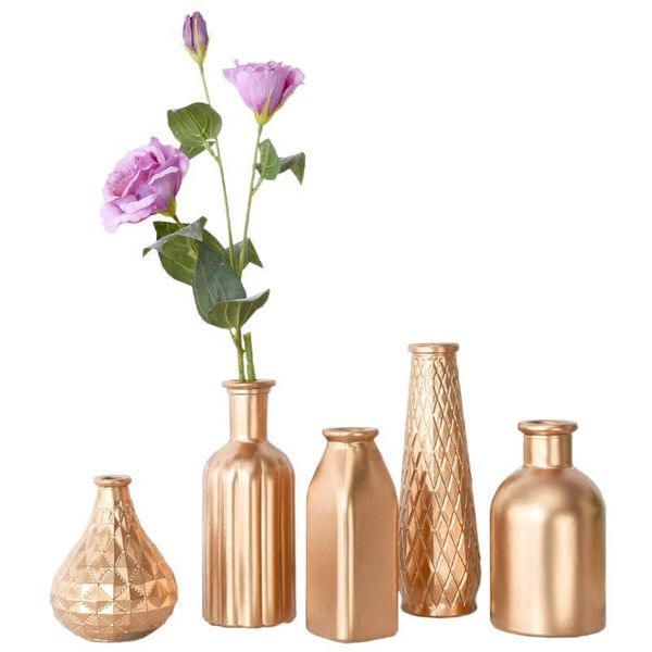 Vasos vaso de flores de decoração em casa cerâmica cesta de cerâmica de ouro nórdica para flores