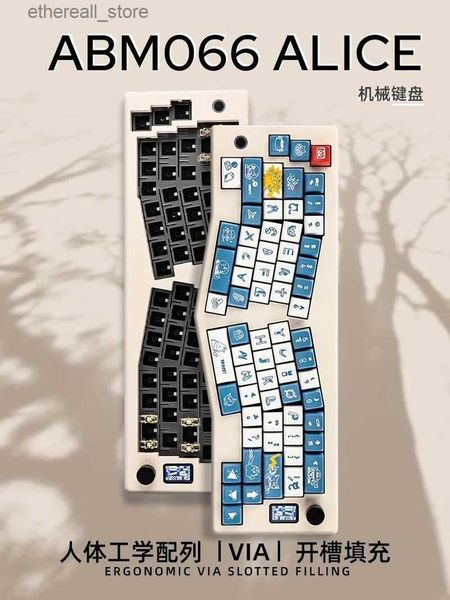 Tastaturen ABM066 67 % Layout Alice mechanische Tastatur, kabelgebunden, kabellos, Bluetooth, Dichtungsstruktur, Knopfunterstützung über Anpassungskit Q231121