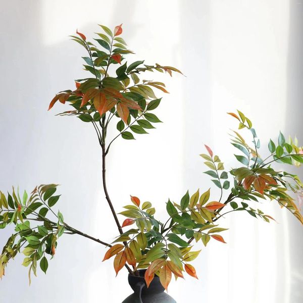 Декоративные цветы 43 дюйма, огромные натуральные сенсорные искусственные зеленые листья глицинии/ветви листьев нандины, высококачественные искусственные растения для офиса/свадьбы