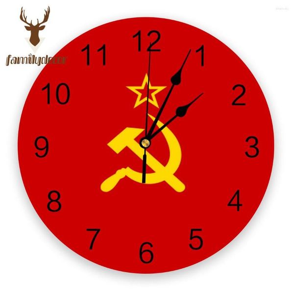 Настенные часы флаг USSR PRINT PVC Clock Modern Design Home Decor спальня Silent Oclock Watch для гостиной