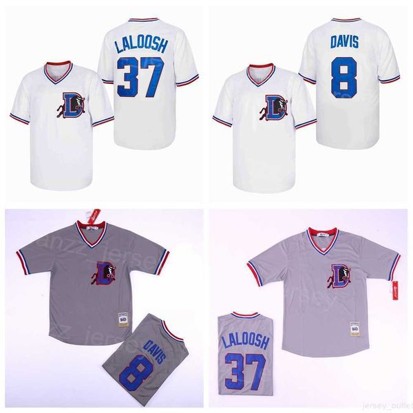 Beyzbol Moive 37 Nuke Laloosh Jersey 1988 Bull Durham 8 Crash Davis Kazak Beyaz Gri Takım Renk Cooperstown Serin Base College Retro Sport Dikiş Nefes Alabilir