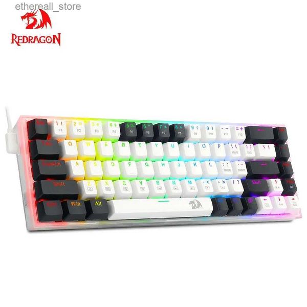 Tastaturen REDRAGON TS68-B RGB USB Mini Mechanische Gaming Wired Tastatur Rot Blau Schalter 68 Tasten Gamer für Computer PC Laptop Q231121