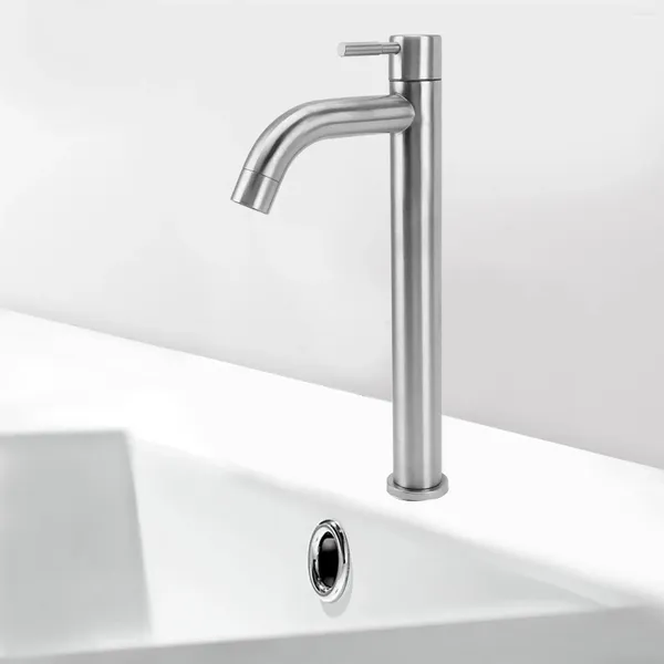 Rubinetti per lavandino del bagno Rubinetto per acqua fredda Cucina singola Foro in acciaio inossidabile per appartamento domestico