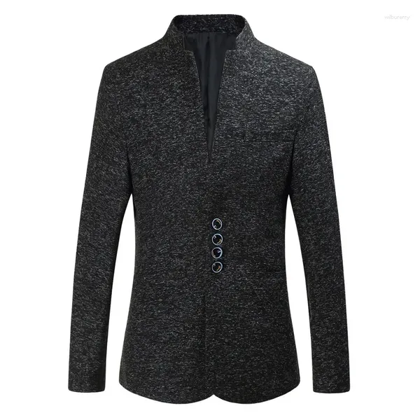 Abiti da uomo Blazer da uomo con colletto rialzato Giacca invernale slim multi-fibbia taglie forti