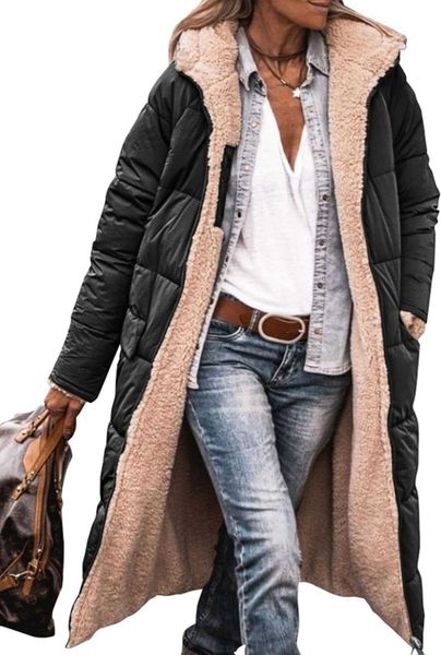 Jaqueta de inverno feminina, casaco longo, roupas da moda, extra-longo, grosso, quente, shearling de ovelha, casaco longo, dupla face, 13wj3a