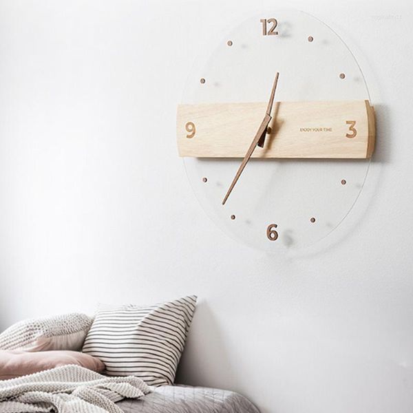 Настенные часы прозрачные круглые акриловые тишины скандинавская творчество современное простое Horloge Murale Home Decor Ek50bgz