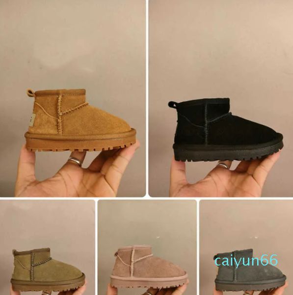 Botas australianas para crianças, sapatos quentes de inverno para meninos e meninas, mini bailey com botão brilhante, botas curtas para bebês, sapato slip-on