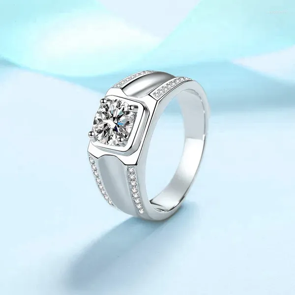 Cluster Ringe 925 Sterling Silber 1CT D Farbe Moissanit Diamant für Mann 14K vergoldet Hochzeit Eternity Ring Feiner Schmuck