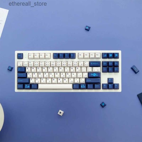 Teclados 129 teclas / conjunto GMK Blue Moon PBT Keycaps DYE-SUB Simples Azul Branco Cereja Perfil Keycaps para MX Switch Teclado Mecânico Q231121