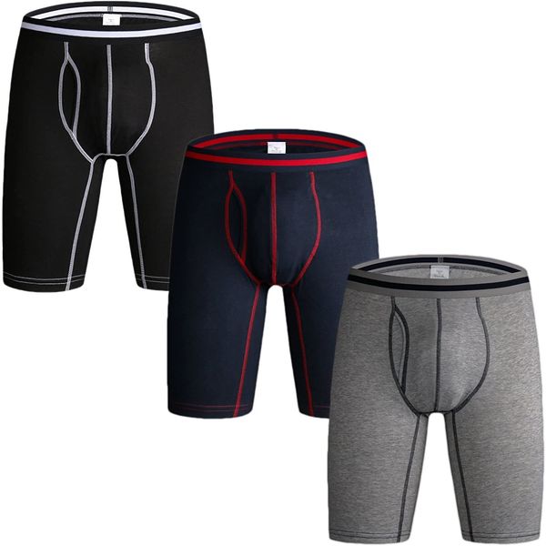 Mutande Confezione da 3 boxer da uomo a gamba lunga Slip in cotone Confezione multipla con custodia aperta per lo sport Mutandine da uomo 230420