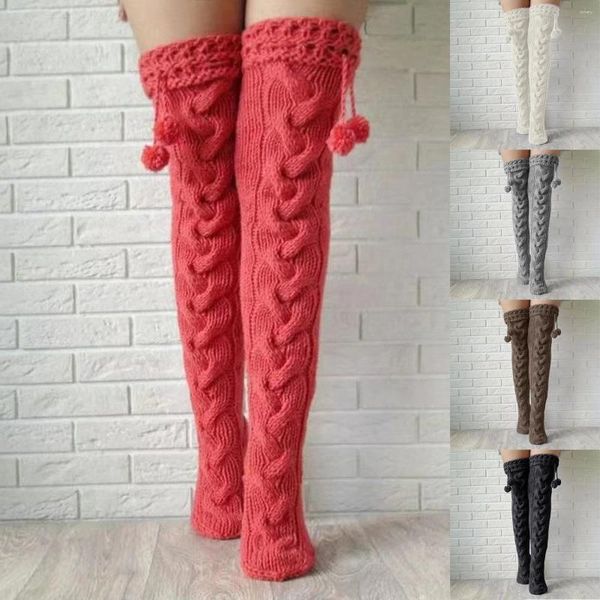 Kadınlar Kış Sıcak Çorap Bacak Kapağı Diz Kinttrd Kalın Yün Pantolon Isıtıcıları Noel Yüksek Uzun Lolita Kızlar