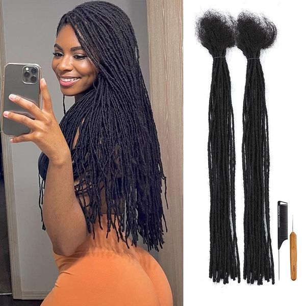 Masse di capelli Dreadlock Human For Men Women Crochet Braid Capelli organici Dread Loc 02 cm Faux Lock 230420