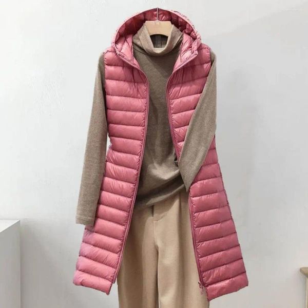 Gilet da donna Piumino termico da donna Gilet caldo Cappotto Elegante gilet invernale imbottito con cappuccio di media lunghezza per il massimo comfort