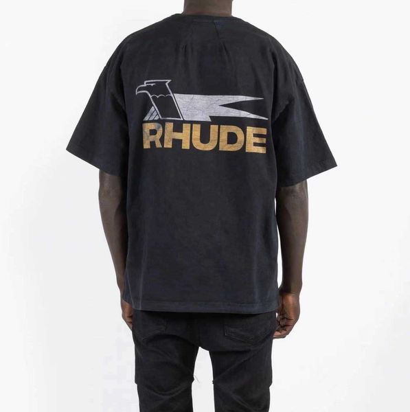 Designer Fashion Clothing Tees TShirts Rhude High Street Old Logo T-shirt manica corta Mezza manica T-shirt girocollo in puro cotone Top estivo da uomo Streetwear Hip hop