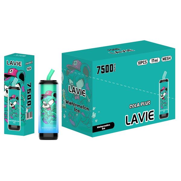 Original LAVIE Cola plus 7500 baforadas E-cigarro descartável 600mAh Bateria recarregável 10 sabores 2% 5% Capacidade Bobina 17ml OEM ODM VAPE Grape Ice