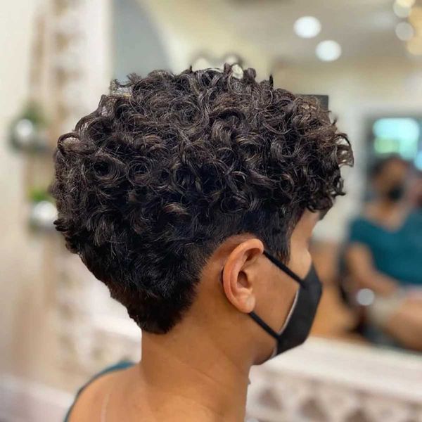 Haarperücken Pixie Cut Short Curly Human für schwarze Frauen Remy Brasilianische farbige Perücke Jerry Curl 231121