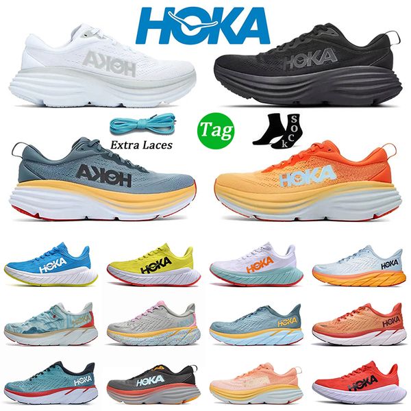 Hoka Bondi 8 Clifton  Calçado Atlético Runner Hokas Carbon x2 Triple Black White Light Blue Sports Designer Homens Mulheres Sapatilhas Lifestyle Shock Absorption dhgate 36-45