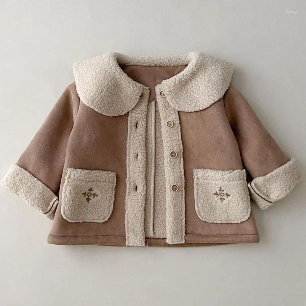 Daunenmantel Baby Mädchen Koreanische Winter Herbst Jacke Warme Wildleder Lammwolle Kinder Langarm Mäntel Kinder Strickjacke 1-6Y Oberbekleidung Kleidung