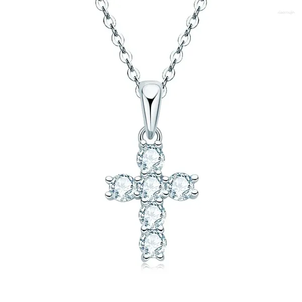 Ciondoli Easterm Vendita Classico Semplice Vintage Argento sterling 925 3mm 0,10ct Moissanite Pietra Croce Collana con ciondolo Gioielli