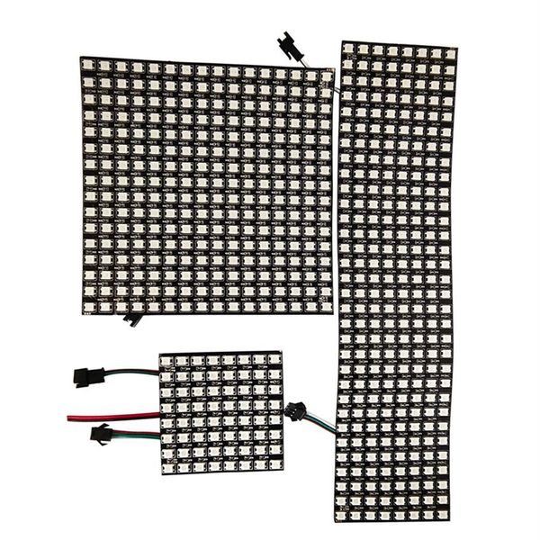 WS2812B RGB 5050 Módulos flexíveis SMD 8x8 16x16 8x32 Matriz de painel de pixels Tela WS2812 Módulo de LED de IC DC5V219D