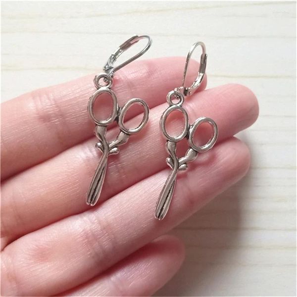 Pendientes colgantes de aleación de Color plata antigua, tijeras con cierre de palanca, regalo bonito y genial para peluquero