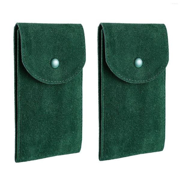 Scatole per orologi 2 pezzi Custodia in pile di perle Custodia per orologi da polso da uomo Valigia in flanella con perline Custodia da viaggio portatile da uomo Verde Porta orologi di lusso