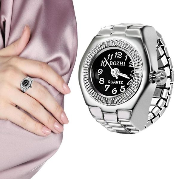 Vintage Punk Quarzuhr Ringe für Paar Frauen Mann Hip Hop coole elastische dehnbare Uhr Fingerringe Modeschmuck Geschenk