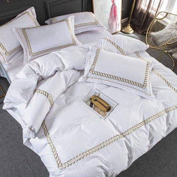 Set biancheria da letto Set biancheria da letto in cotone bianco di lusso elhome Set letto king size queen Lenzuola Set biancheria da letto Copripiumino ricamato Federa sw T2005179157731