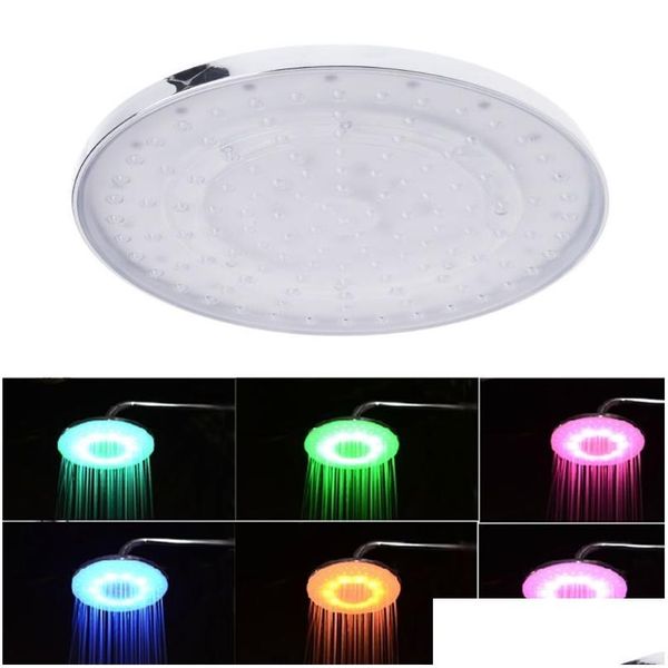 LED musluk ışıkları 8 inç RGB 7 renk LED musluk hafif duş başlığı yuvarlak matic değişen su tasarrufu Yağmur yüksek basınçlı banyo yağmur dhxrq