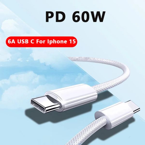 Câble USB C de Type C pour iPhone 15 Pro Max, iPad PD 65W 45W 25W, cordon de charge Turbo, chargeur rapide pour Samsung S23 S22, 1m 2m