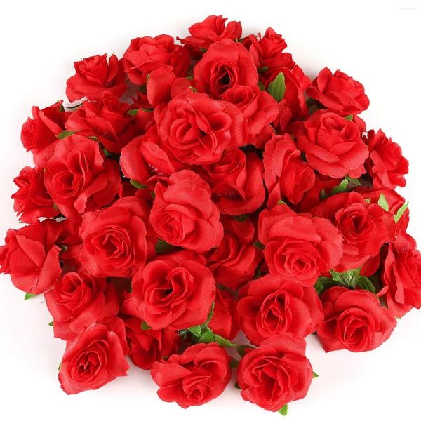 Flores decorativas rosa bud flor artificial pequena cabeça falsa de seda para artesanato peças centrais do casamento chá de panela decoração de natal