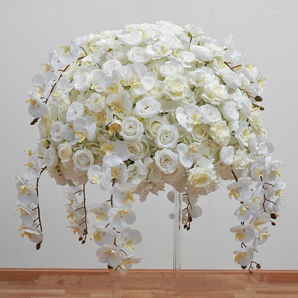 Декоративные цветы, изготовленные на заказ крупные искусственные орхидеи со свадебным столом Центр Центр Центра