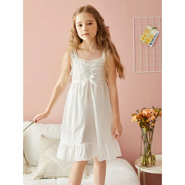 Pijamas crianças meninas lolita vestido princesa sleepshirts vintage crianças multicamadas rendas sem mangas nightgownssummer criança nightdress 231121