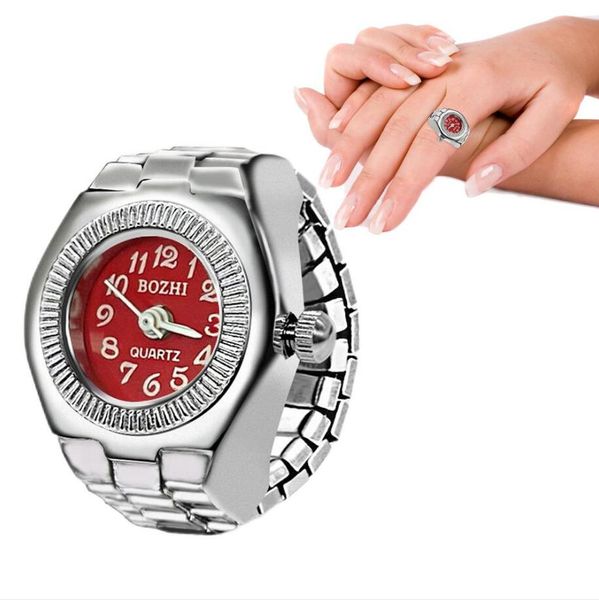 Quartz Finger Watch Cring для женщин, мужчина, пара колец цифровые часы, эластичные эластичные пальцы полоса панк -кольца ювелирные украшения подростки