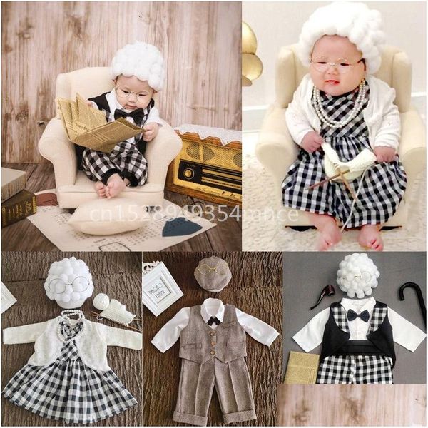 Keepsakes 1 Set Divertente Born Baby P Ography Puntelli Costume Infantile Ragazze Cosplay Nonna Vestiti O Cappello da tiro Abiti Drop 230308 Delive Dh79Z