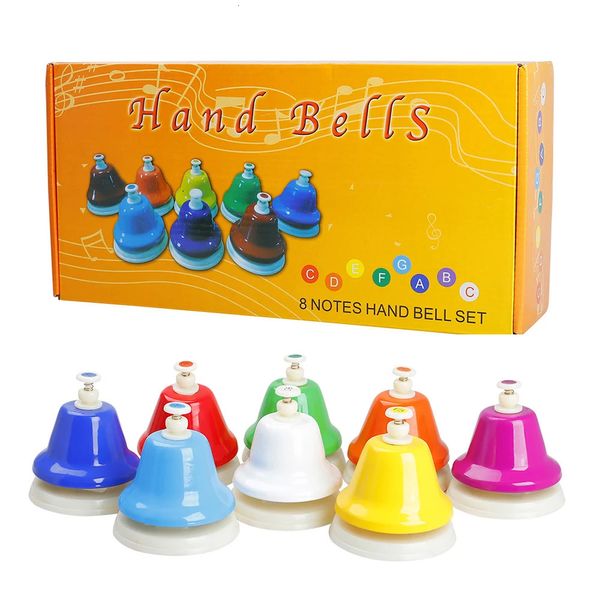 Outros artigos esportivos Orff Conjunto de instrumentos musicais Handbell Colorido 8Note Hand Bell Brinquedo musical infantil Bebê Educação infantil Lindo presente de Natal 231121