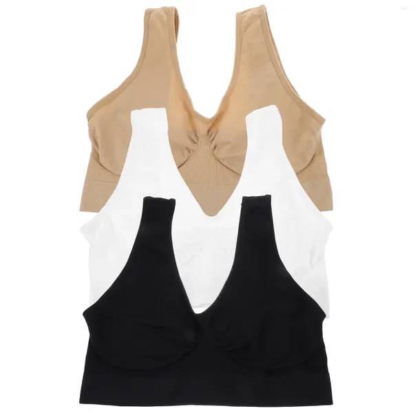 Yoga Outfit 3 Pcs Mulheres Running Vest Tank Top Single Layer Fitness Bras Sports Wirefree Nylon Mulheres Cami Tops