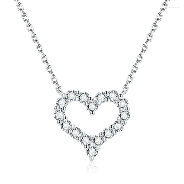 Ketten 1CT Moissanit Herz Halskette für Frauen 925 Silber 18K vergoldet Platin simulierter Diamant Anhänger Geburtstagsgeschenk