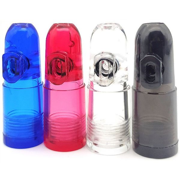 Atacado Snuff Snorter Bullet Smoking Bottle Case Containers Pipes Kit Portátil Sniff Pocket Durável Acrílico Snuffer Mix Color Snort Saver Smoke Acessórios