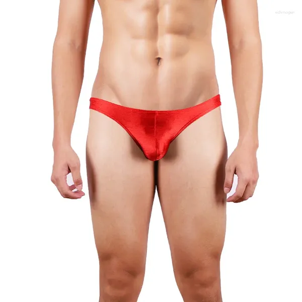 Cuecas masculinas briefs brilhantes baixa ascensão sexy bolsa bulge calcinha masculina biquíni exótico roupa interior push up deslizamentos