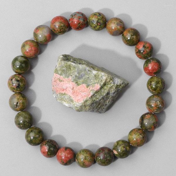 Странд 8 мм натуральный каменный браслет Quartz Green Malachite Unakite Opal Bears Браслеты Женщины мужчины йога Исцеление эластичные браслеты украшения
