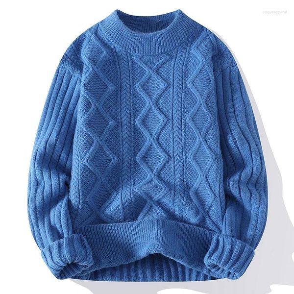 Мужские свитера осень-зима модные мужские трикотажные пуловеры с воротником-стойкой сплошной цвет теплый пуловер вязаный свитер корейский повседневный трикотаж