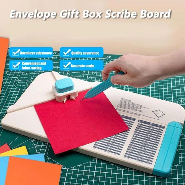 Confezione regalo Scatola Busta Scribe Board Punch Taglio Fai da te Goffratura Scrapbook Forniture Strumento per la creazione di carta tascabile