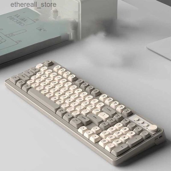 Klavyeler Beyaz Backlit Kablosuz Bluetooth 2.4Gkeyboard tam boyutlu kablosuz klavye ve fare dizüstü bilgisayar masaüstü pc tablet Q231121