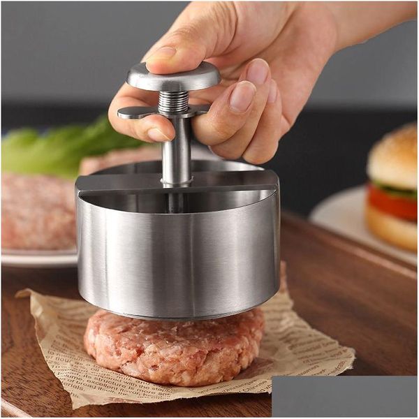 Et Kümes hayvanları aletleri Potry 304 Paslanmaz Çelik Hamburger Press Burger Patty Maker Domuz Sığır Besleleri Izgara Griddle Kitche DHR4X için Manuel Kalıp