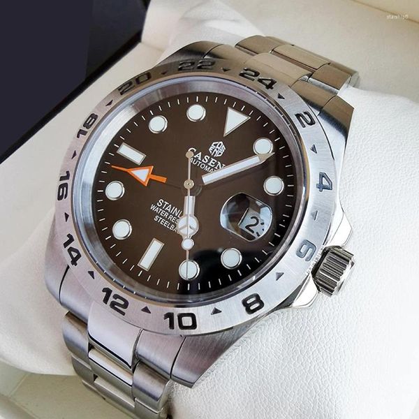 Armbanduhren Klassische GMT-Uhren für Herren, automatische mechanische Spezial-R-Tauchen-24-Stunden-Armbanduhr, wasserdichte, leuchtende Herrenuhr